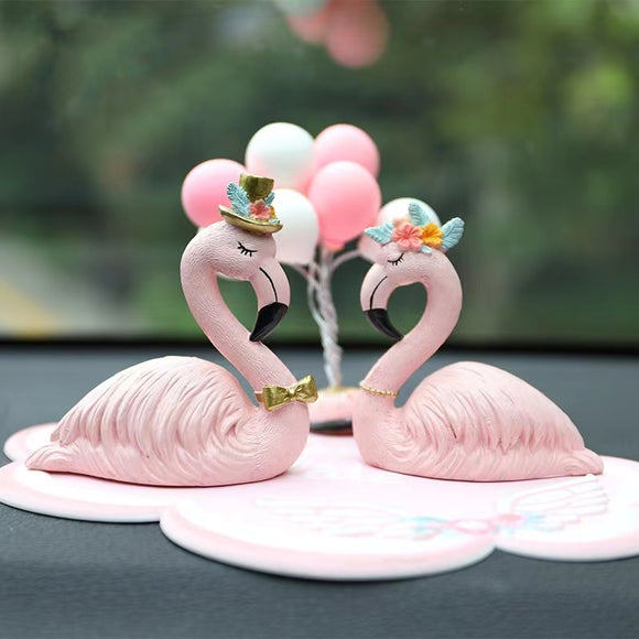 AKIS HOME décoration de voiture en résine set 3 pièces flamants roses