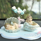 AKIS HOME Resin Car Decoration 3 Piece Set Blue shell