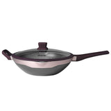 AKIS Dynasty WOK Ø32 en fonte d'aluminium avec couvercle en verre, or rose