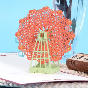 AKIS HOME 3D Greeting Card Orange Ferris Wheel