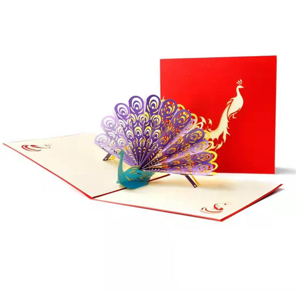 AKIS HOME 3D Greeting Card Peacock