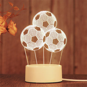 AKIS HOME Lampe 3D pour Enfants Veilleuse Cadeau Lampe de Table Décoration de Fête Trois Football