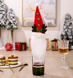 AKIS HOME 2PS Christmas Christmas Tree Bottle Bags Santa Hat Holiday Dining Table Decor