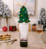 AKIS HOME 2PS Christmas Christmas Tree Bottle Bags Santa Hat Holiday Dining Table Decor