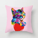 AKIS HOME Housse de coussin 4 pièces 45 x 45 cm Chat coloré