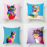 AKIS HOME cushion cover 4-piece set 45 x 45 cm Colorful cat