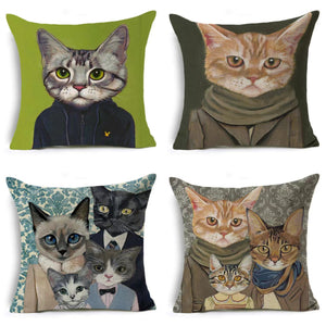 AKIS HOME housse de coussin 4 pièces 45 x 45 cm chat