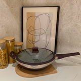 AKIS Dynasty WOK Ø32 en fonte d'aluminium avec couvercle en verre, or rose