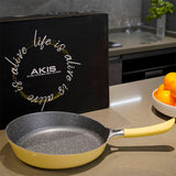 AKIS - LE MACARON cast aluminum kitchen set 2 pcs. Pot Ø20+pan Ø28 yellow