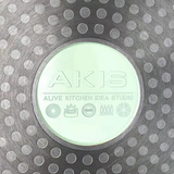 AKIS - LE MACARON Küchenset aus Aluminiumguss 2tlg. Topf Ø20+Pfanne Ø28 Grün Reines Kochen Antihaft-Pfanne innen Aluminiumlegierung langlebiges 2-teiliges Pfannenset pfanne 28 logo