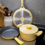 AKIS - LE MACARON cast aluminum kitchen set 3 pcs. Pot+pans yellow