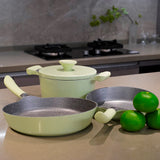 AKIS - LE MACARON set de cuisine en fonte d'aluminium 3 pcs. Casseroles+casseroles Vert