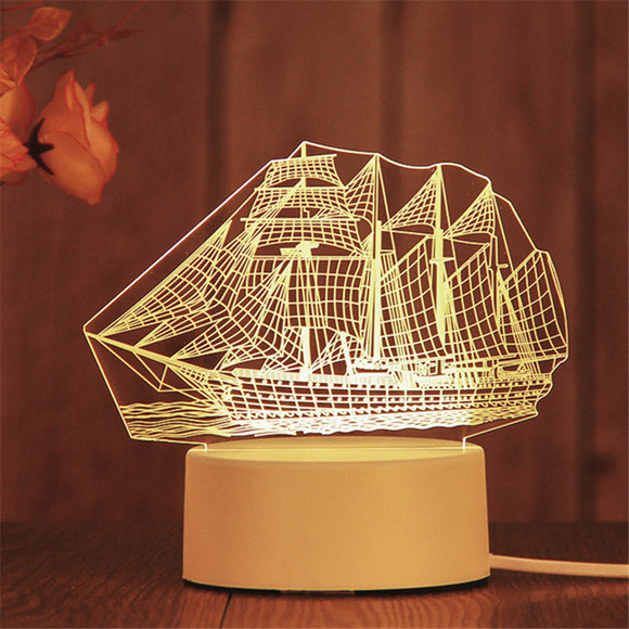 AKIS HOME 3D Lampe für Kinder Nachtlicht Geschenk Tischlampe Party Deko Segelboot