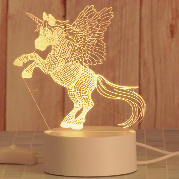 AKIS HOME Lampe 3D pour Enfants Veilleuse Cadeau Lampe de Table Décoration de Fête Cheval Volant