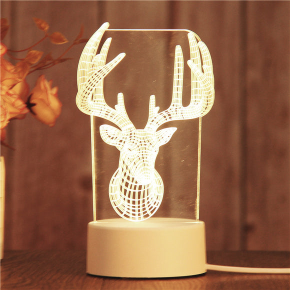 AKIS HOME Lampe 3D pour Enfants Veilleuse Cadeau Lampe de Table Décoration de Fête Tête de Cerf