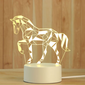 AKIS HOME Lampe 3D pour Enfants Veilleuse Cadeau Lampe de Table Décoration de Fête Cheval