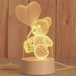 AKIS HOME 3D Lamp for Children Night Light Gift Table Lamp Party Decoration Love Bear