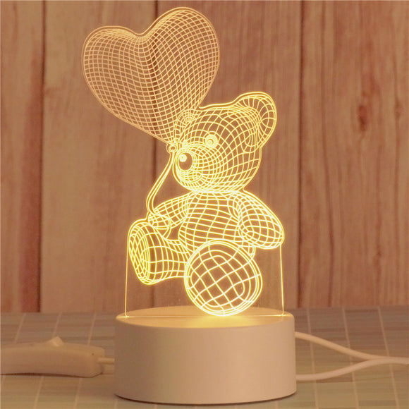 AKIS HOME 3D Lamp for Children Night Light Gift Table Lamp Party Decoration Love Bear