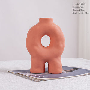 AKIS HOME Keramik Deko Vase, Donut Vase für Pampasgras