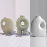 AKIS HOME ceramic decorative vase, donut vase for pampas grass