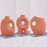 AKIS HOME ceramic decorative vase, donut vase for pampas grass