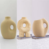 AKIS HOME ceramic decorative vase, donut vase for pampas grass